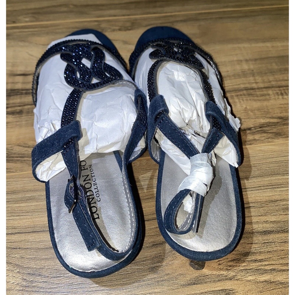 LONDON FOG Womens Macey Demi-Wedge Dress‎ Sandals, Size 7 Navy - Picture 5 of 7